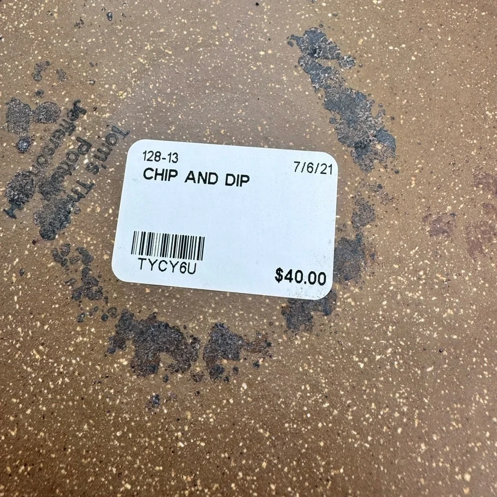 New Tom’s Thumb Pottery Blue Glazed One Piece Ceramic Chip & Dip Plate